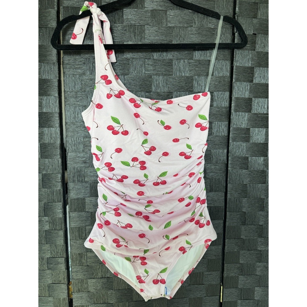 Pink Desert Women's Cherry One-Piece Swimsuit One Strap  Size S NWT